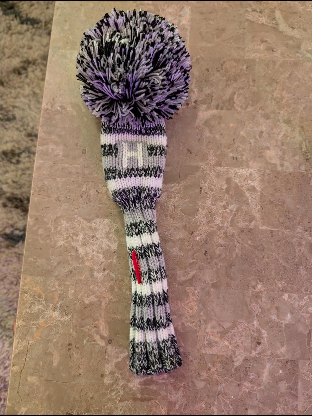 Ghost Golf Black & White Pom-Pom Knit Hybrid Headcover